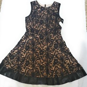 NWT JESSICA SIMPSON Black Lace Nude Illusion Faux